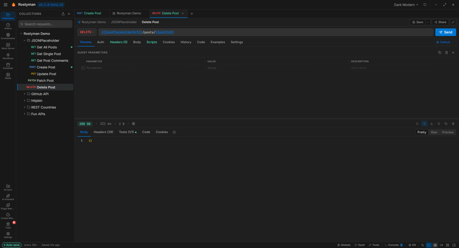 Rostyman — DELETE request