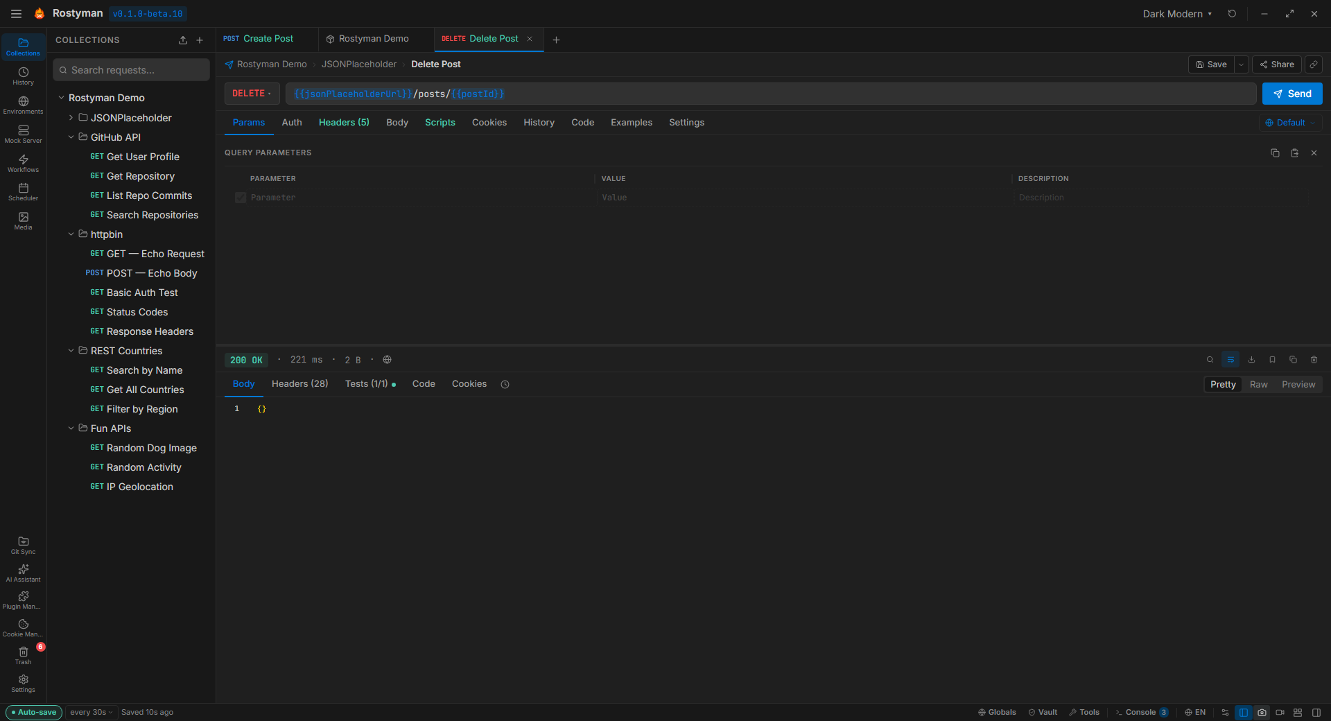 Rostyman — Full sidebar with folders